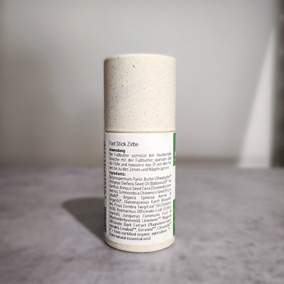 natürliche Fußbutter, Foot Stick, 47g Stift, Duft Zirbe, reichhalte Inhaltsstoffe