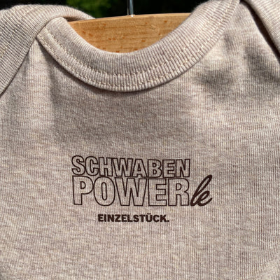 Babybody Langarm, Aufdruck "Schwabenpowerle Einzelstück", Bio-Baumwolle, Farbe Yemen