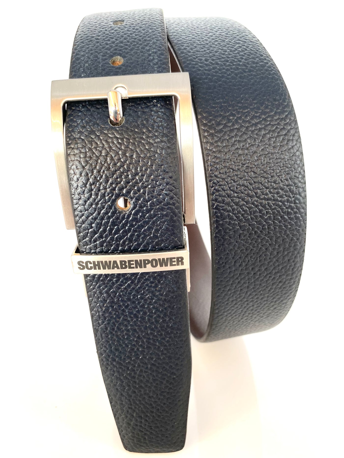 Vollleder Wendegürtel "Blau und Dunkelbraun"