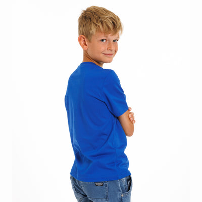 Kinder T-Shirt in royalblau mit Eslechen und Bagger